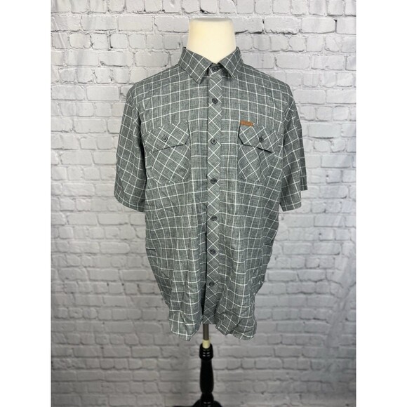 Orvis Tech Shirt Men XL Shirt Sleeve Gray, White 100%Polyester Double Pockets - Picture 2 of 6